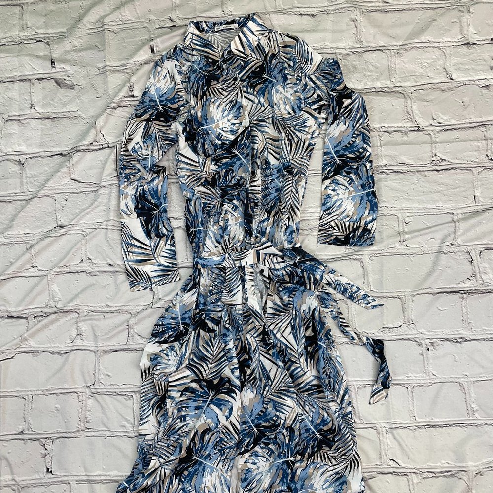 Palm Print Button Down Maxi Dress